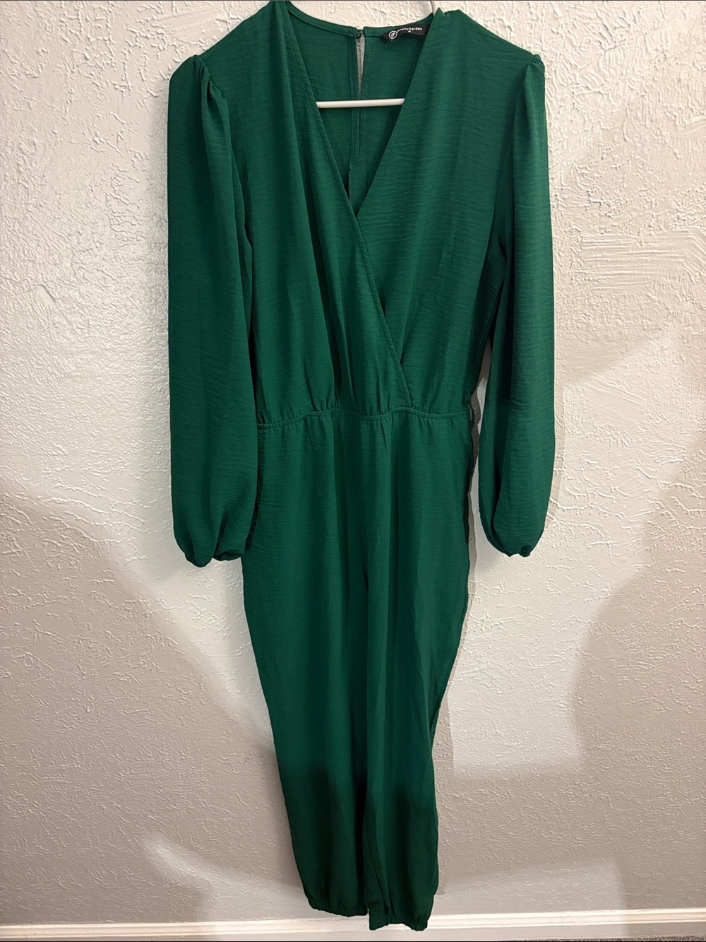 Women's Emerald Green Long Sleeve Wrap-Style Dress